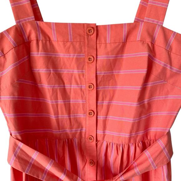 Gal Meets Glam Ariel Stripe Belted Dress NWTs Apricot Orange Pink size 12 - Picture 5 of 11